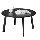 HAOYYE Patio Coffee Table Metal Round Outdoor Side Table Weather-Resistant Steel End Table with Adjustable Feet for Balcony Garden Yard Black Easy Assembly
